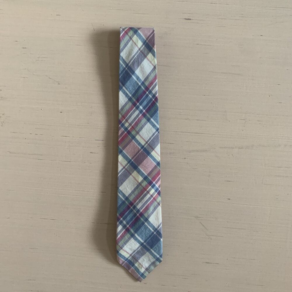 Vtg Polo Ralph Lauren Men's 3''x 55'' Plaid Cotton Neck Tie Hand Made Italy